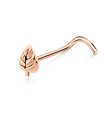 Little Leaf Shaped Silver Curved Nose Stud NSKB-364